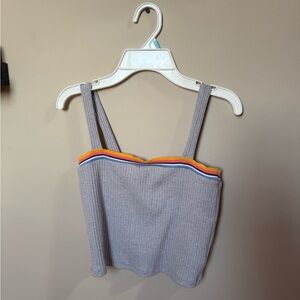 Forever 21 Gray Crop Top with Colorful Trim